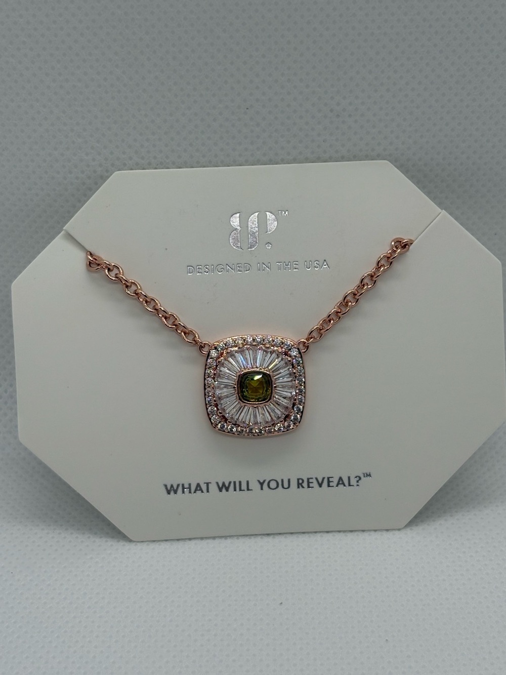 Lab Created Peridot in Rose Gold Plating Necklace